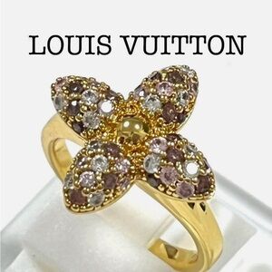 Louis Vuitton Gold Louisa Pointy Ring Size US 7 with dust bag and gift box.